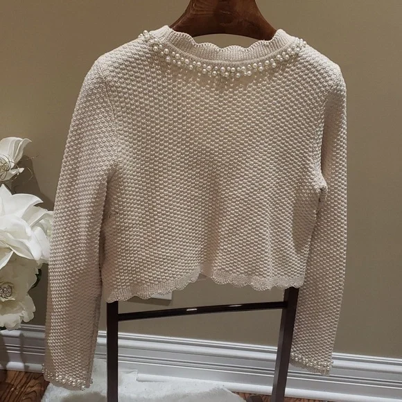 Nwt House of Harlow ecru with pearls sweater - Picture 7 of 9